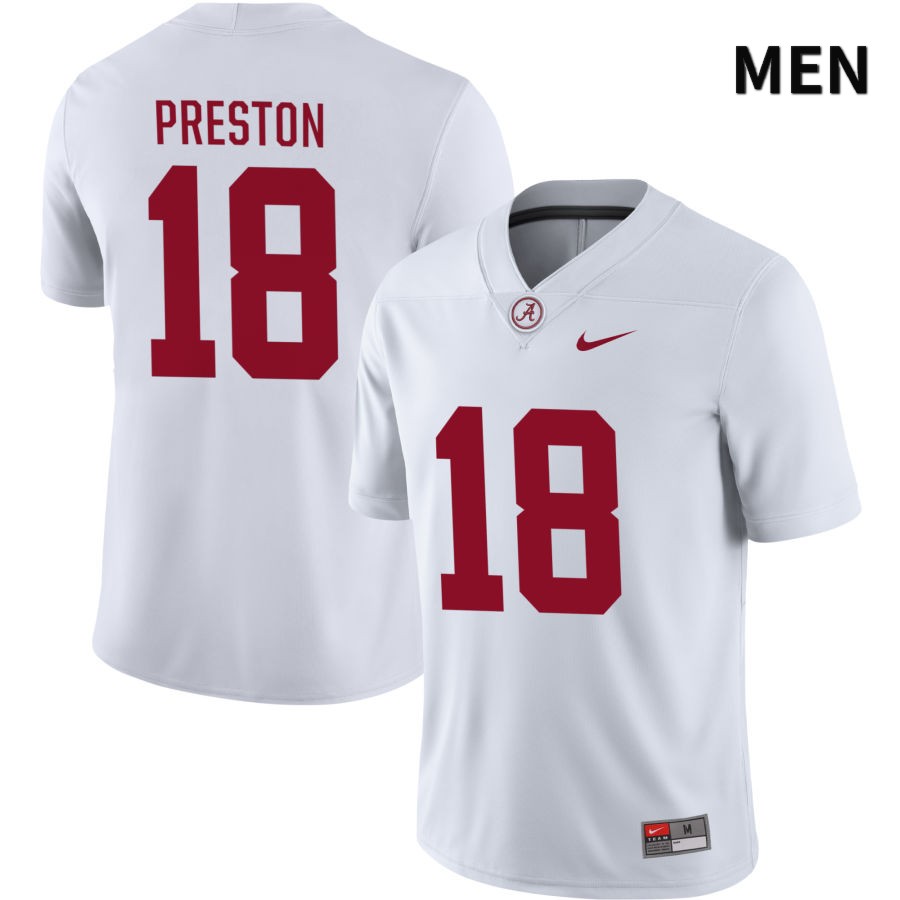 Alabama Crimson Tide Men's Shazz Preston #18 NIL White 2022 NCAA Authentic Stitched College Football Jersey ZW16Q71XP